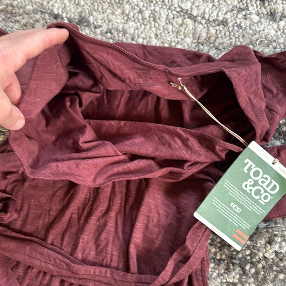 Toad & Co Women’s Cue Wrap Dress nursing cotton Mahogany port maroon New NWT XS - Picture 5 of 10